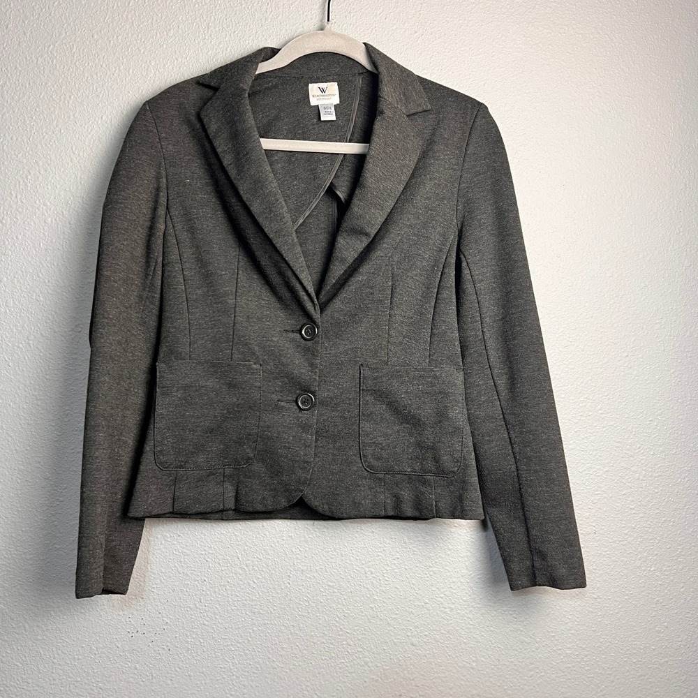Worthington‎ Modern Knit Office Wear Blazer Charcoal Grey 2-Button Jacket Small